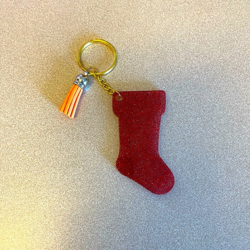 Handmade Christmas Keychain- Stocking - Picture 1 of 6